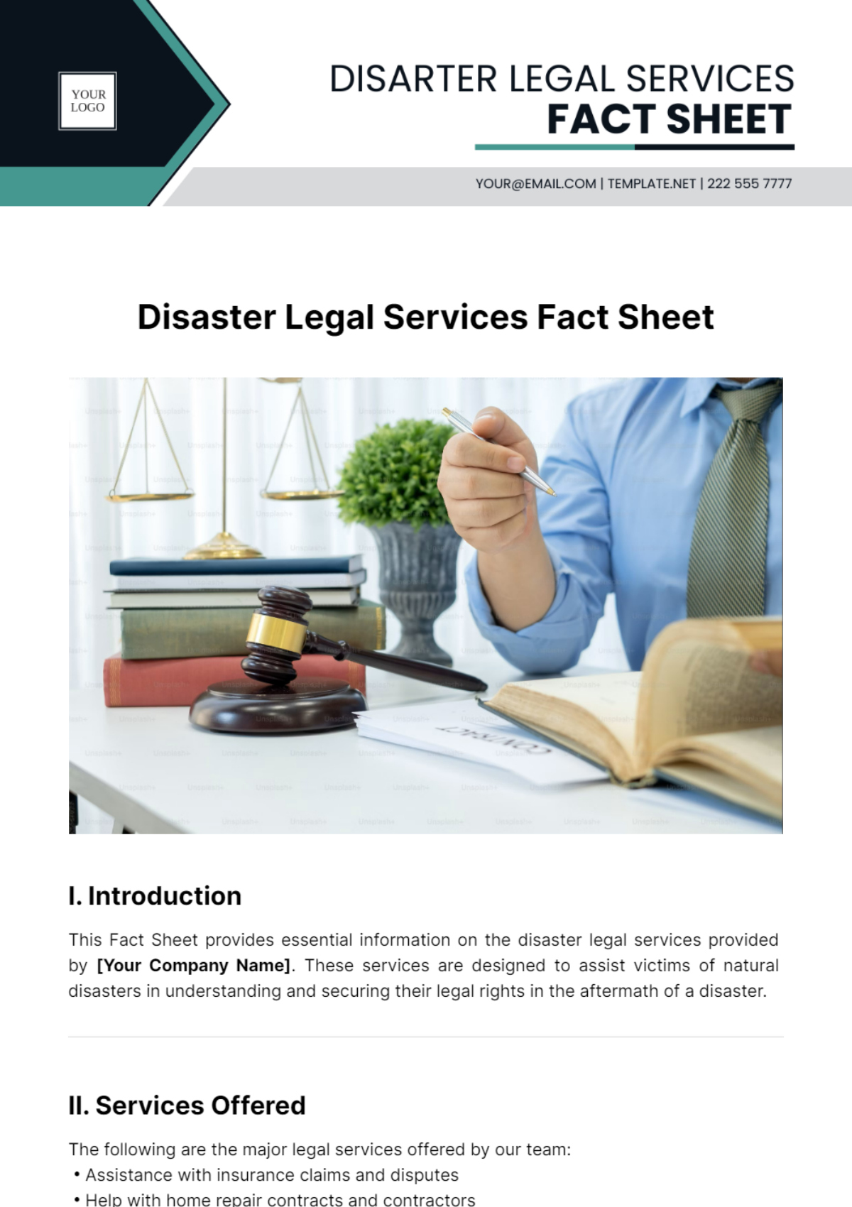 Free Disaster Legal Services Fact Sheet Template