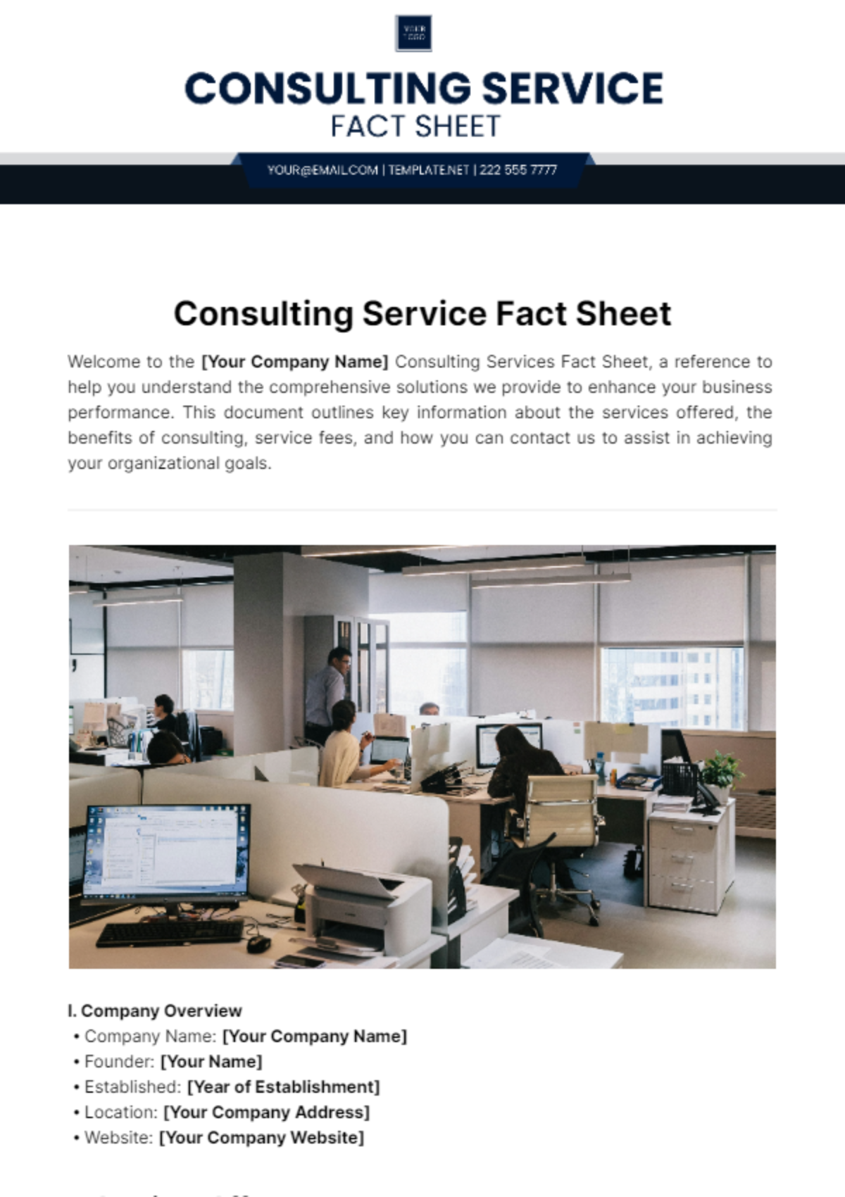 Free Consulting Service Fact Sheet Template