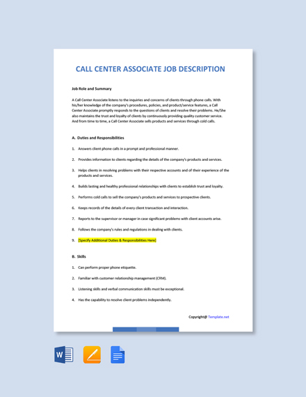 callcenter agent job description