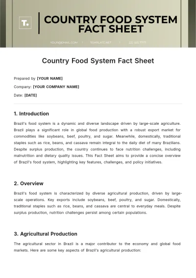 Free Country Food System Fact Sheet Template to Edit Online
