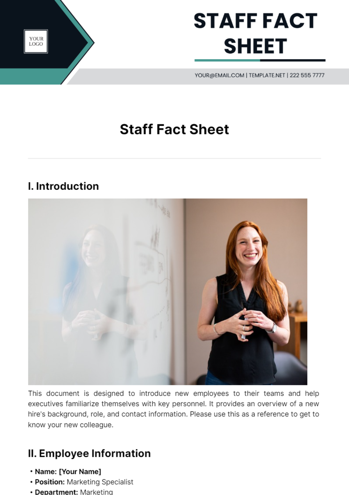 Free Staff Fact Sheet Template