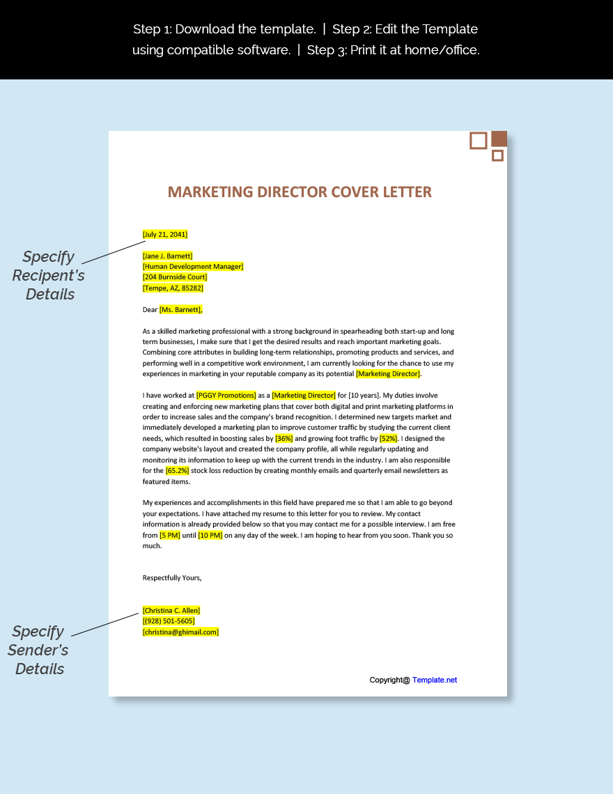 Marketing Director Cover Letter