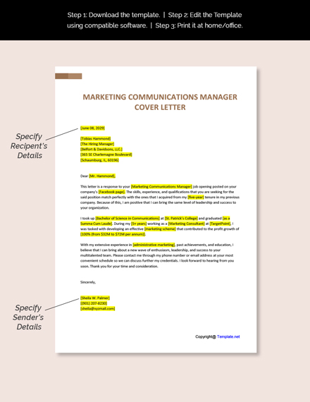 Marketing Communications Cover Letter
