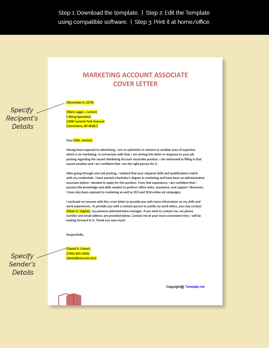 Marketing Account Associate Cover Letter