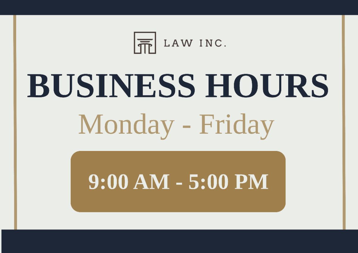 Law Firm Business Hours Signage