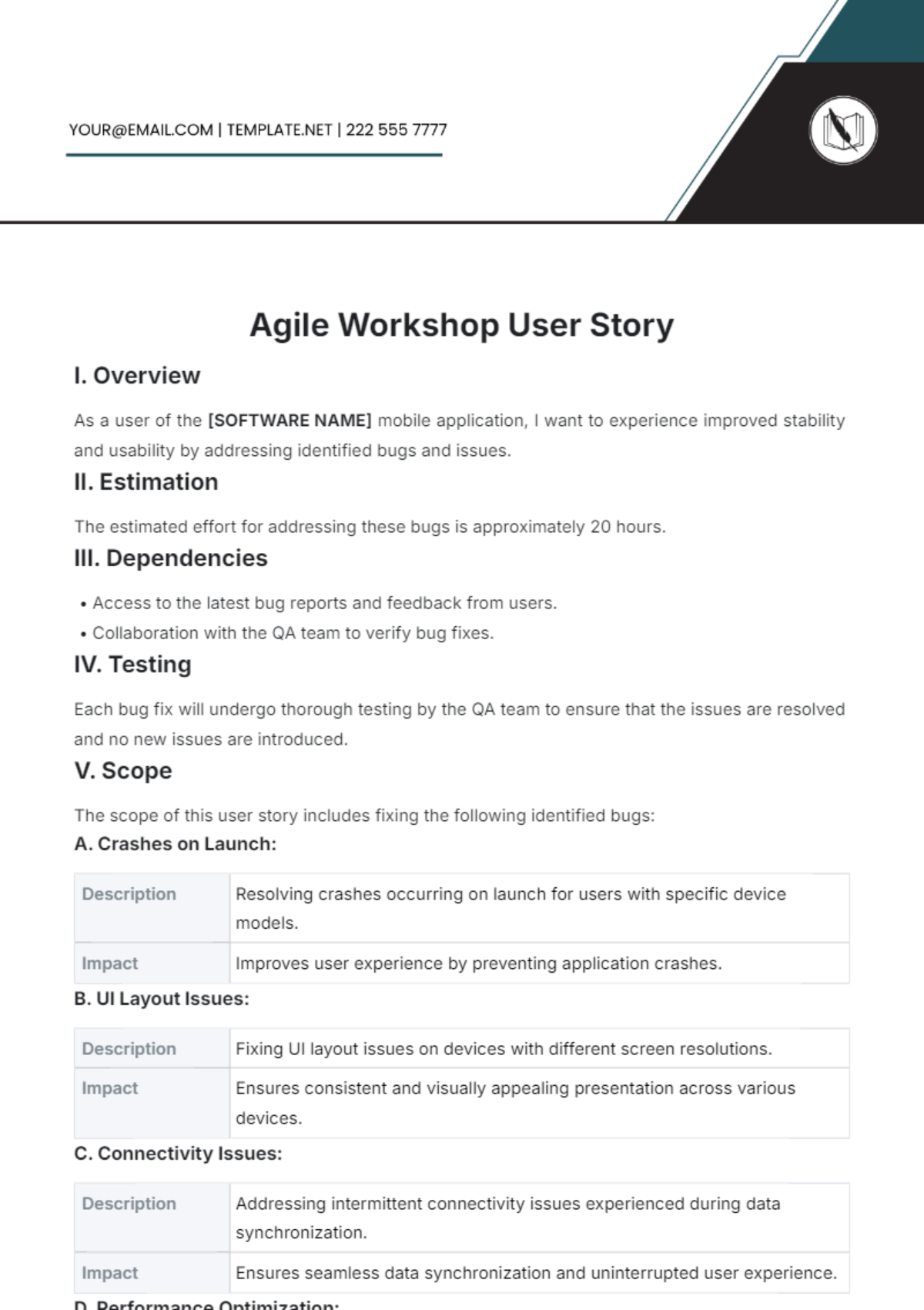 Agile Workshop User Story Template - Edit Online & Download