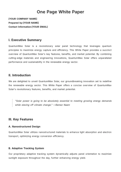 Free One Page White Paper Template to Edit Online