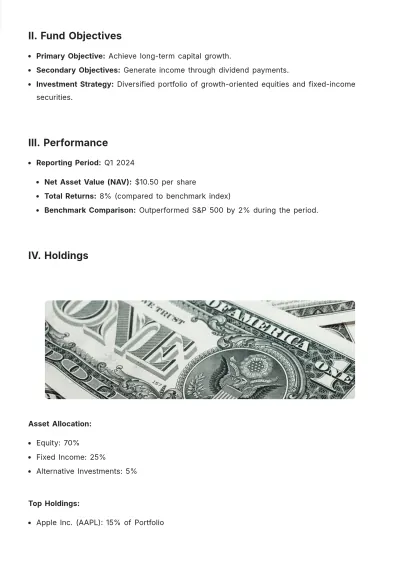 Free Investment Fund Fact Sheet Template to Edit Online