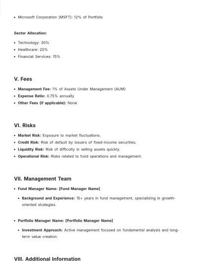 Free Investment Fund Fact Sheet Template to Edit Online
