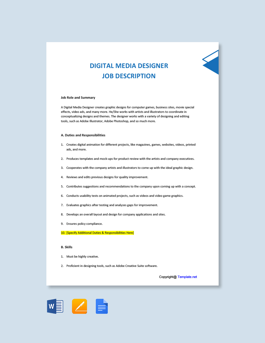 Designer Job Description Templates - Documents, Design, Free, Download |  Template.net
