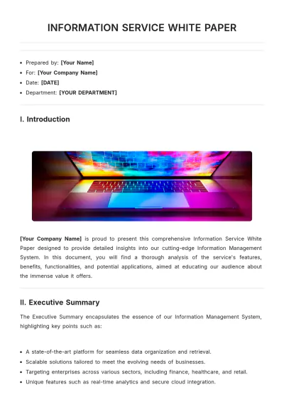 Free Information Service White Paper Template to Edit Online