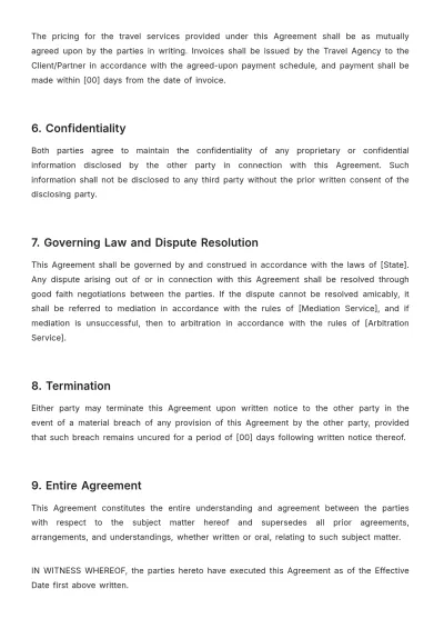 Free Travel Agency Long-Term Agreement Template to Edit Online