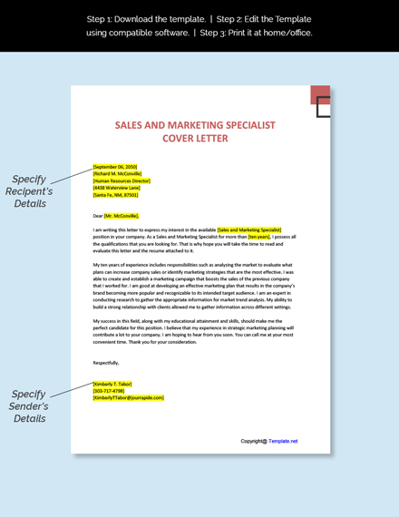 cover letter for sales marketing