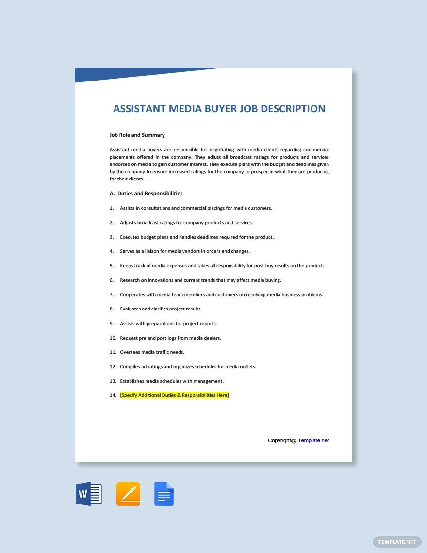 Sample Job Description 74 Docs Free Downloads Template