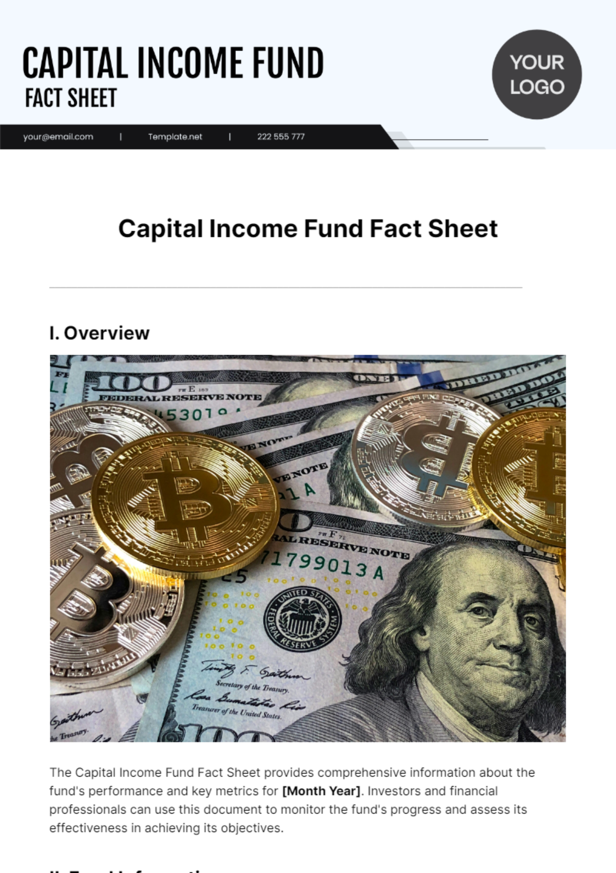 Free Capital Income Fund Fact Sheet Template