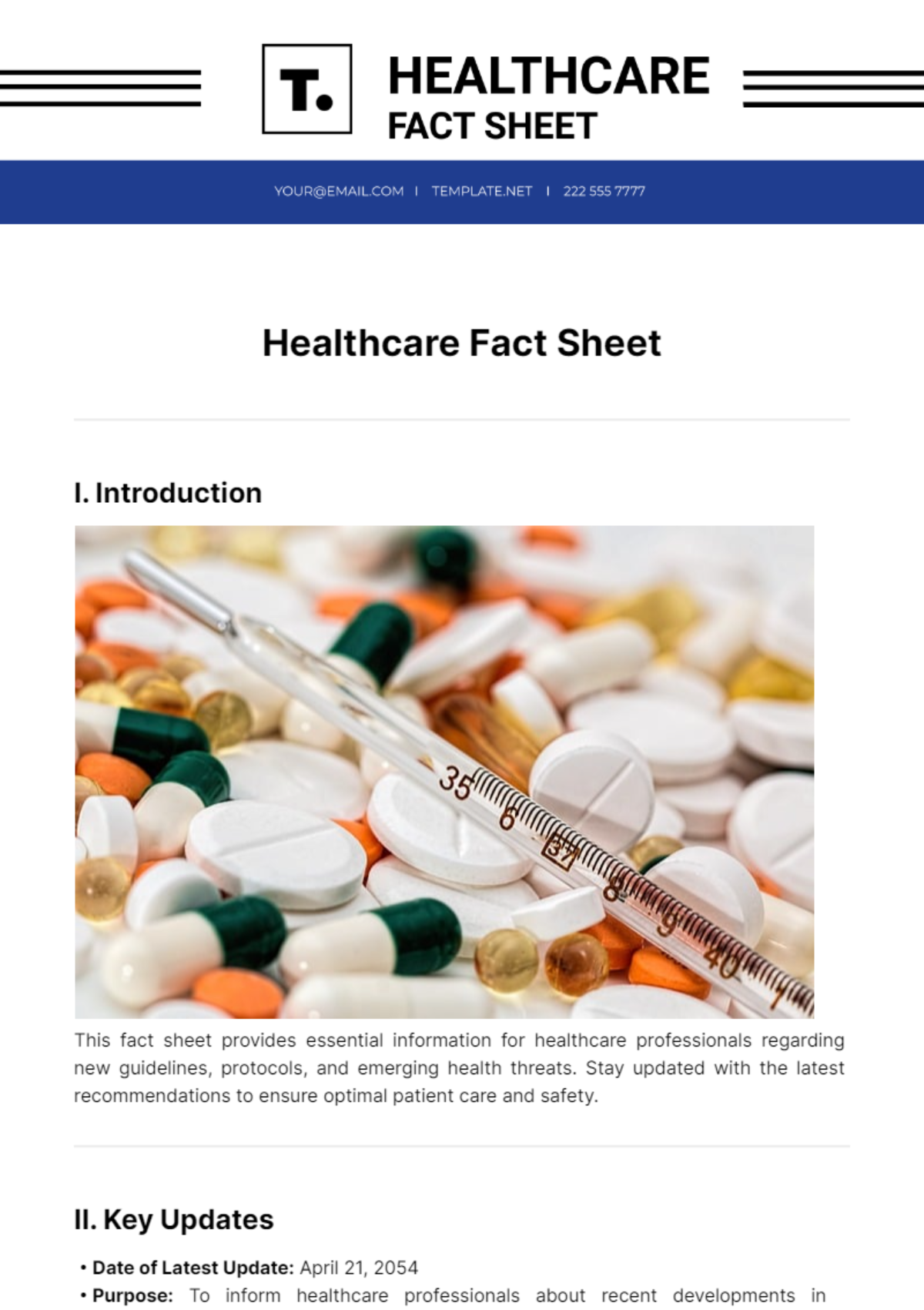 Healthcare Fact Sheet Template