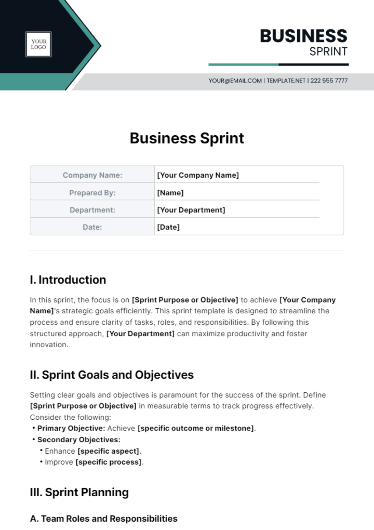 Business Sprint Template