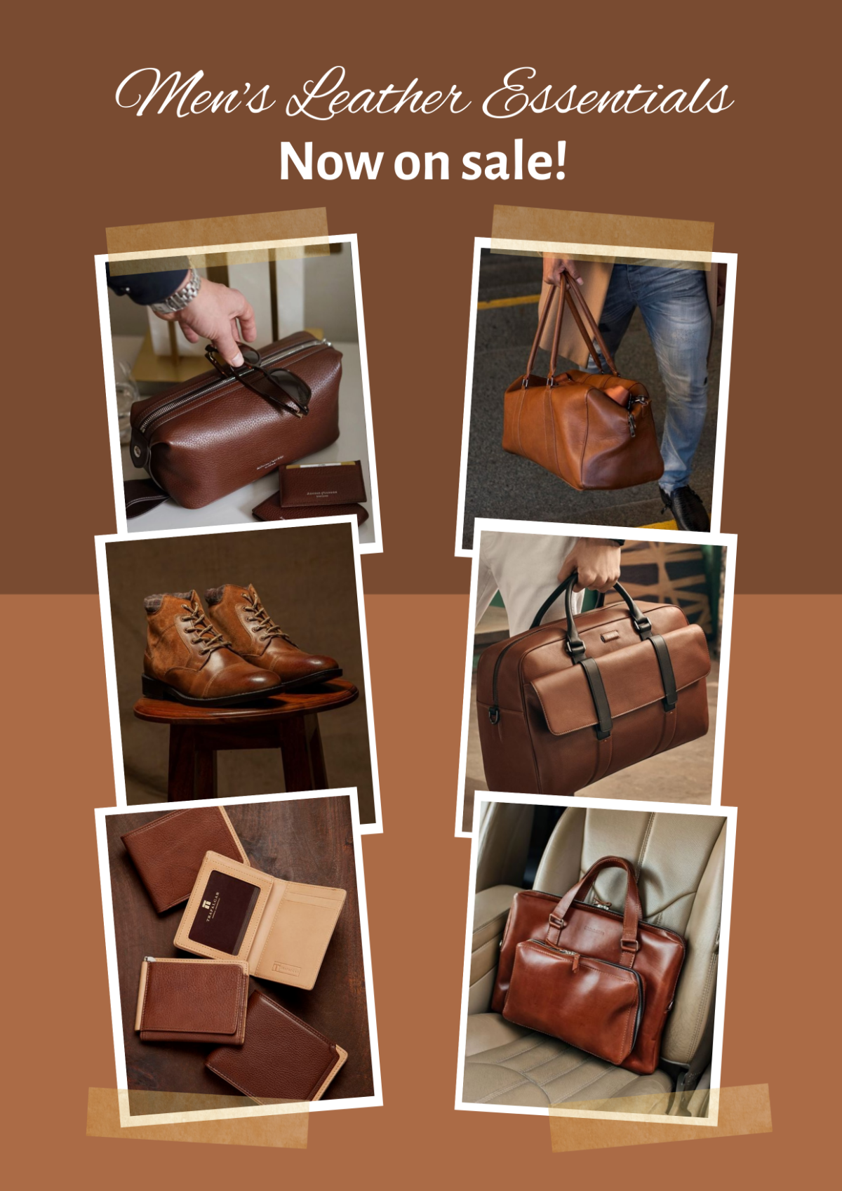 Free Mens Leather Goods Sale Photo Collage Template