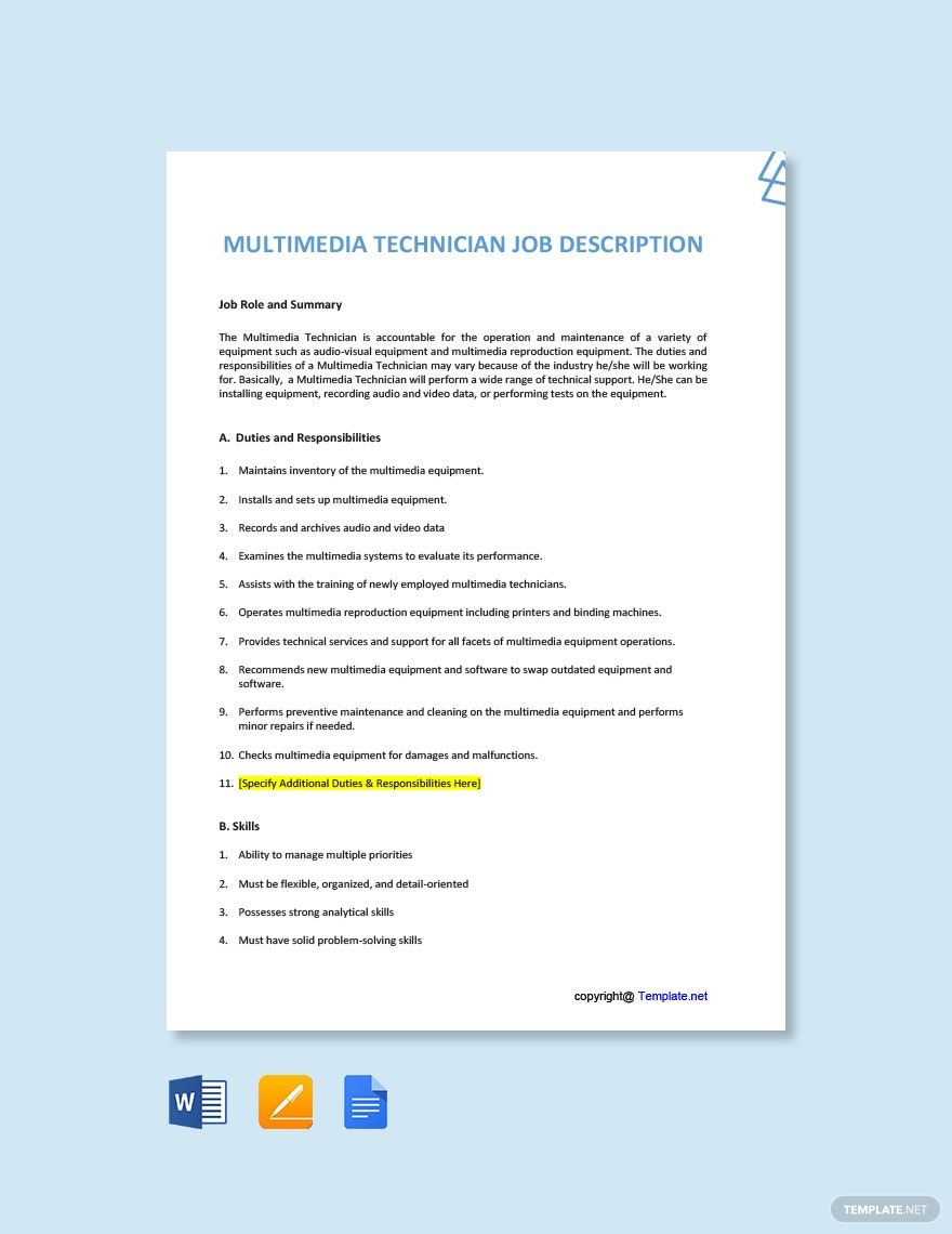 Multimedia Template in Google Docs FREE Download