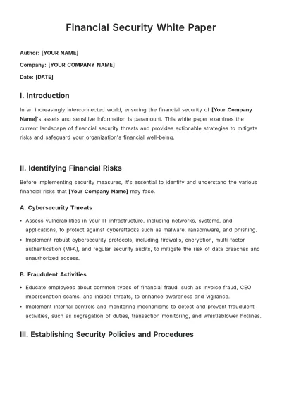 Free Financial Security White Paper Template to Edit Online