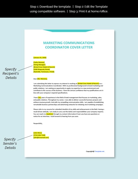 cover letter sample for communication position