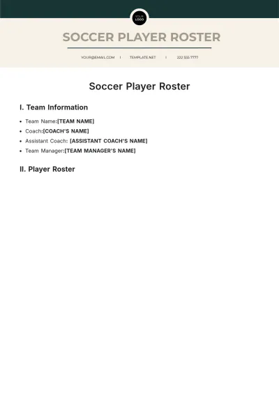 Free Soccer Player Roster Template to Edit Online