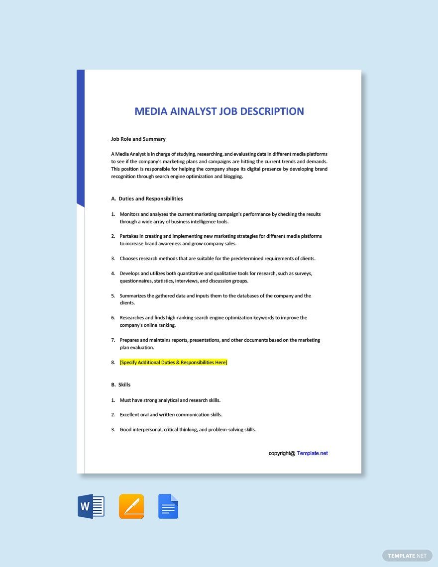 Analyst Job Description Templates 61+ Docs, Free Downloads