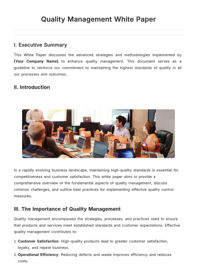 Free Quality Management White Paper Template to Edit Online