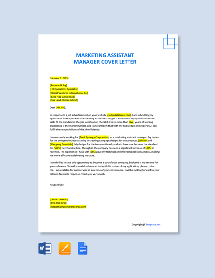 cover letter for assistant marketing manager