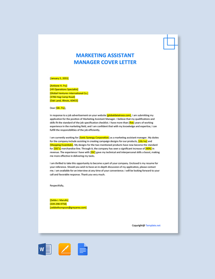 20+ FREE Assistant Manager Cover Letter Templates - Word (DOC) | Google ...