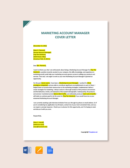 29 FREE Account Manager Cover Letter Templates Edit Download 