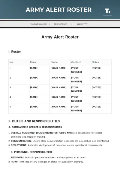 Free Army Alert Roster Template to Edit Online