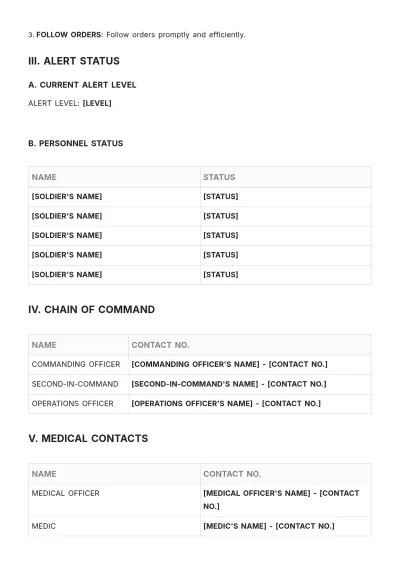 Free Army Alert Roster Template to Edit Online