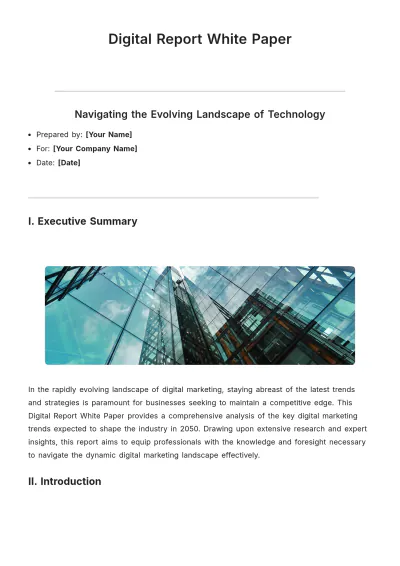 Free Digital Report White Paper Template to Edit Online