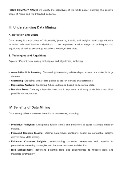 Free Data Mining White Paper Template to Edit Online