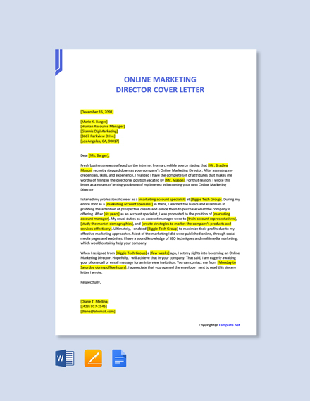 Free Marketing Director Cover Letter Templates, 9+ Download in PDF ...