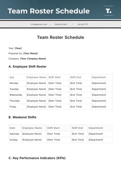 Free Team Roster Schedule Template to Edit Online