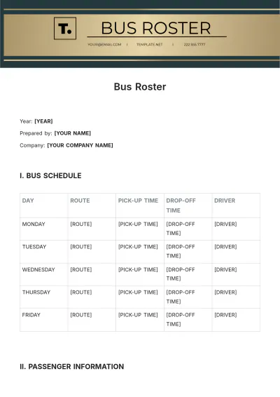 Free Bus Roster Template to Edit Online