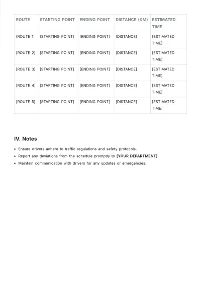 Free Bus Roster Template to Edit Online