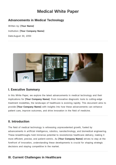 Free Medical White Paper Template to Edit Online
