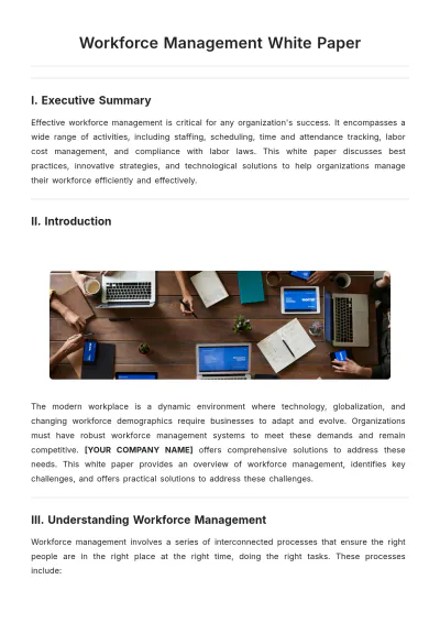 Free Workforce Management White Paper Template to Edit Online