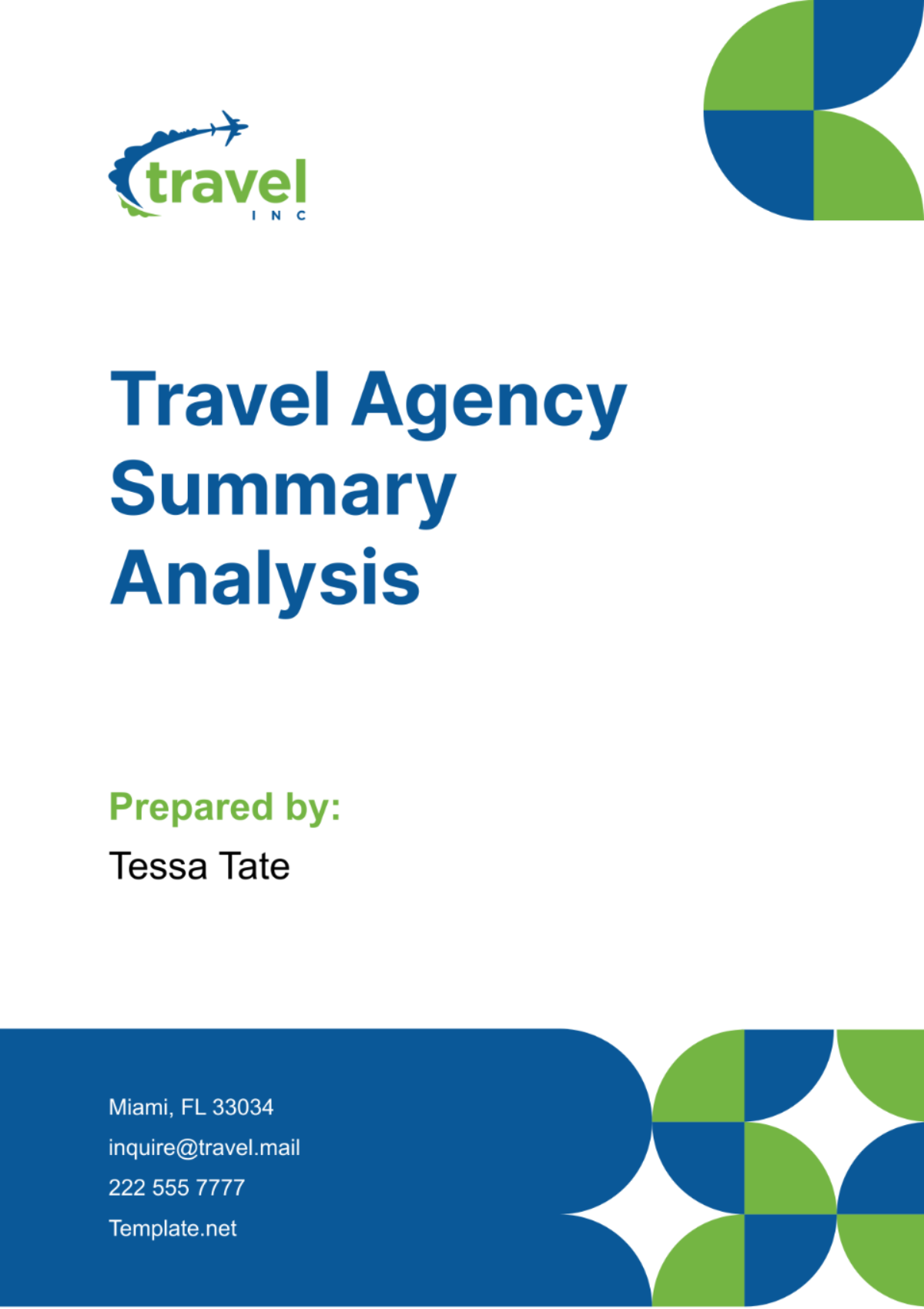 Free Travel Agency Summary Analysis Template