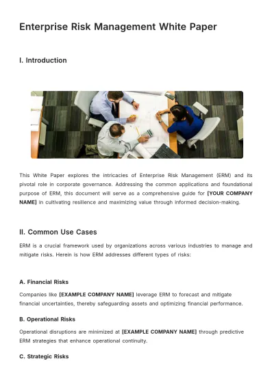Free Enterprise Risk Management White Paper Template to Edit Online