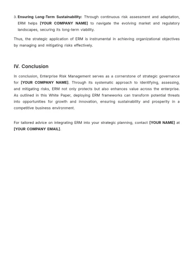 Free Enterprise Risk Management White Paper Template to Edit Online