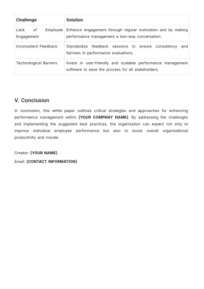 Free Performance Management White Paper Template to Edit Online