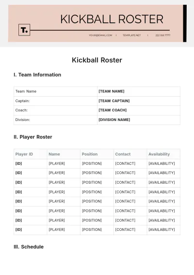 Free Kickball Roster Template to Edit Online