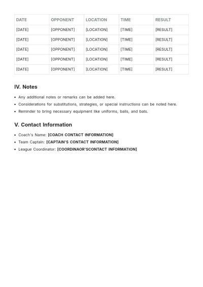 Free Kickball Roster Template to Edit Online