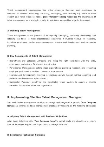Free Talent Management White Paper Template to Edit Online