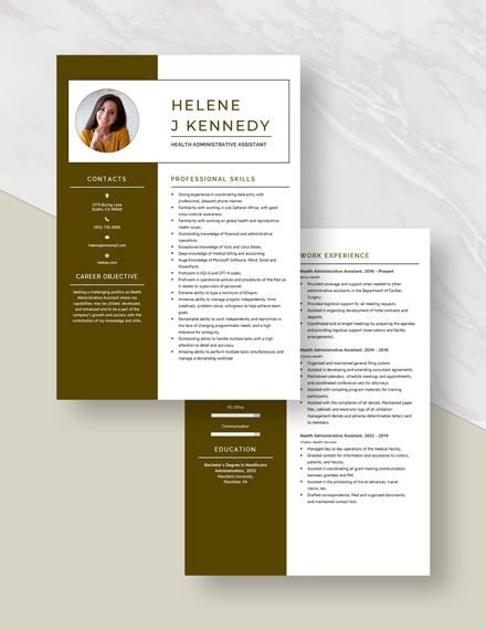 Health Administrative Assistant Resume Download