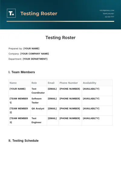 Free Testing Roster Template to Edit Online